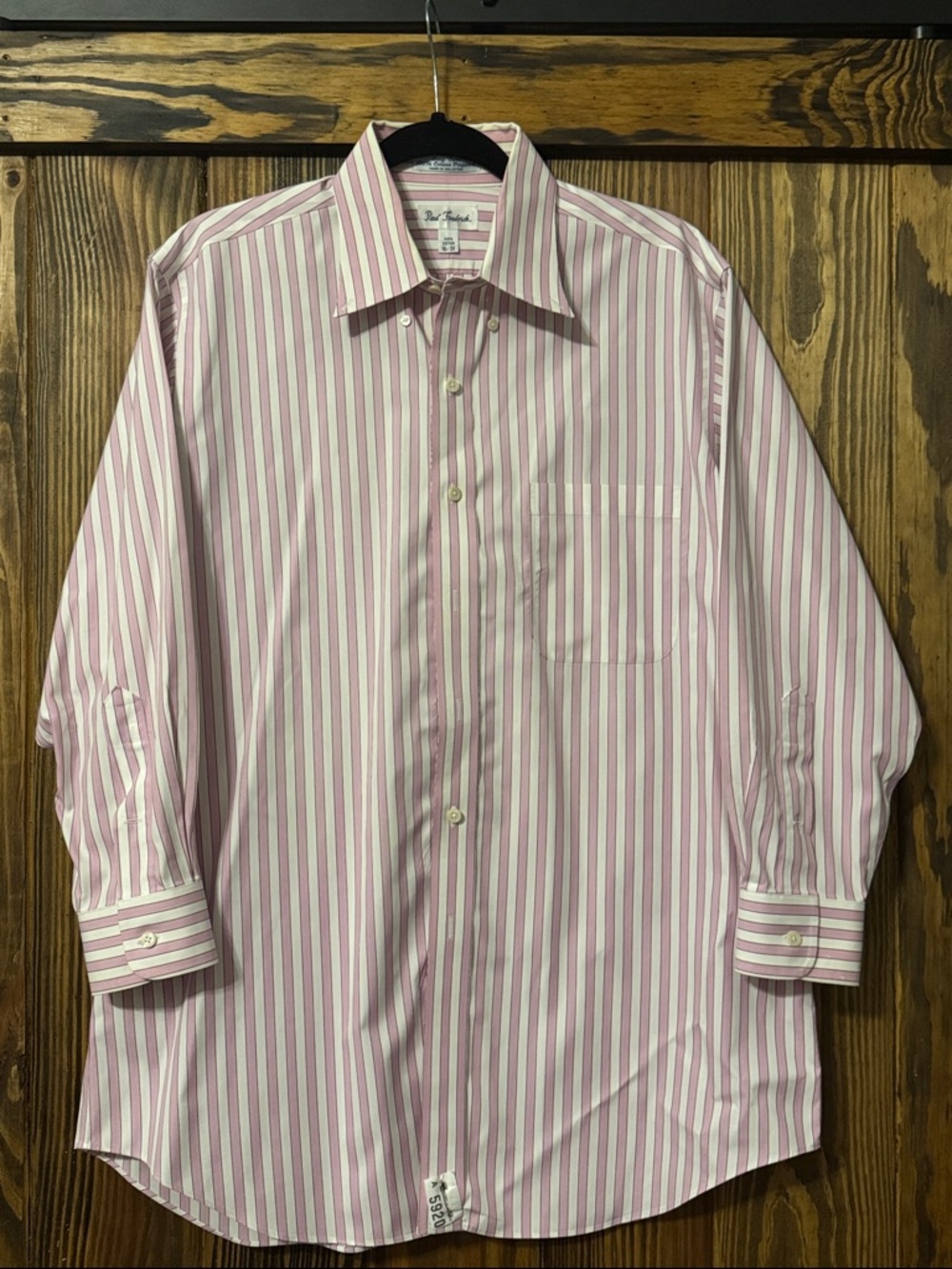 Paul Fredrick Pink Striped Dress Shirt Mens 16-31 Button Down Classic Fit